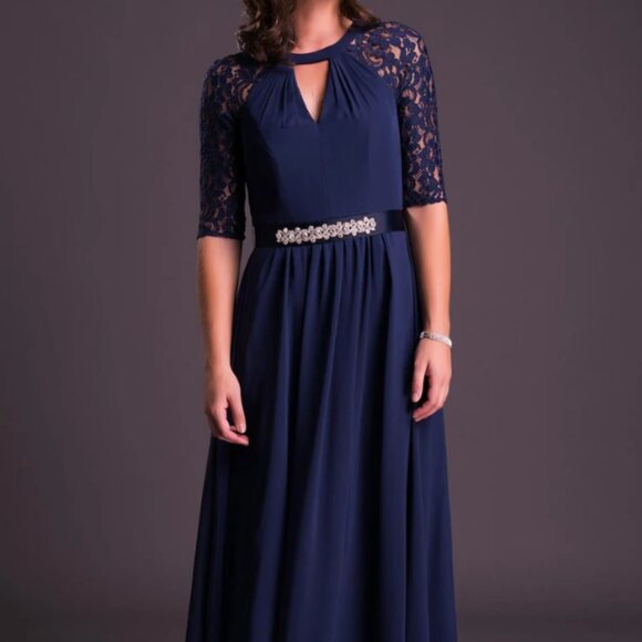 June Bridals - Navy Blue Floor Length Dress size 8 - Picture 1 of 2